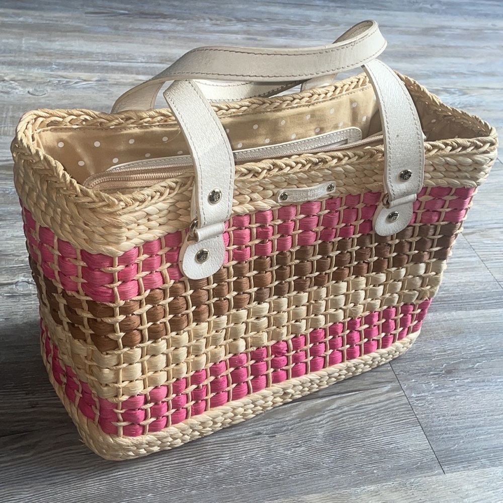 Preowned Kate Spade Woven Straw Tote Handbag- Spring Fall